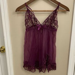 Frederick’s Lingerie Cami Purple Lace Baby Doll S